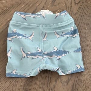 kate quinn Light Blue Shark Print Swim Trunks